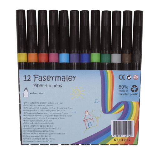 Productafbeelding - 2025-12-06T201822.751 Viltstift, geassorteerde kleuren, 12 stuks - Afbeelding 1