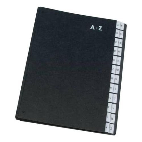 Productafbeelding - 2025-12-07T123429.853 Sorteermap, karton, ft A4, 24 delen, zwart - Afbeelding 1
