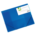 Elastomap, A4, 3 kleppen, transparant PP, blauw