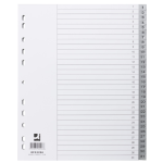 Tabbladen, A4, PP, 11-gaats, 1-31, 31 tabs, grijs