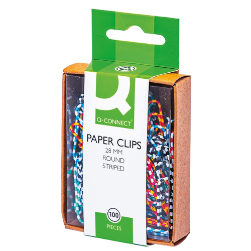 Productafbeelding - 2025-12-07T210426.847 Papierklemmen, 28 mm, 100st, gestreept in wit en assorti - Afbeelding 1