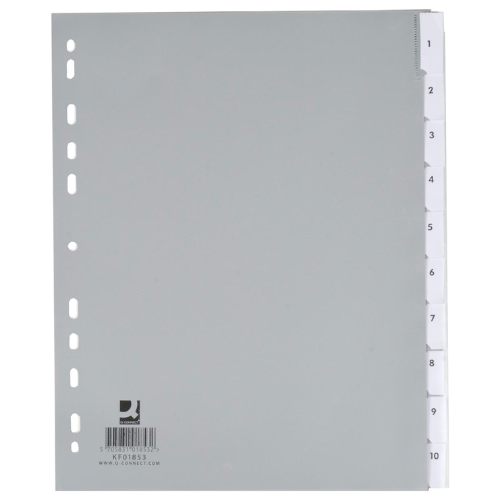 Productafbeelding - 2025-12-07T212821.653 Tabbladen, A4, PP, 4-gaat, 10 tabs, grijs - Afbeelding 1
