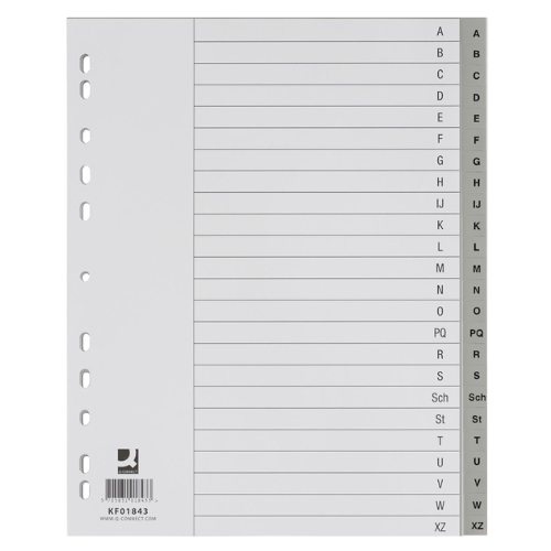 Productafbeelding - 2025-12-07T213012.094 Tabbladen, A4, PP, 4-gaats, A-Z, 24 tabs, grijs - Afbeelding 1