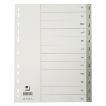 Tabbladen, A4, PP, 4-gaats Jan-Dec, grijs