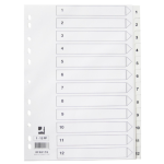 Tabbladen, A4, PP, 11-gaats, set van 1-12, wit