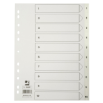 Tabbladen, A4, PP, 11-gaats, set van 1-10, wit