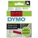 D1 tape 12 mm, zwart op rood
