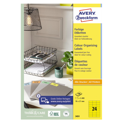 Productafbeelding - 2025-12-13T142439.449 Etiket 3451 70x37mm geel 2400stuks - Afbeelding 1
